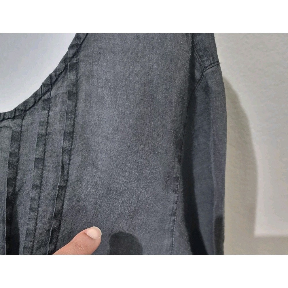 Kleen Tunic Top Womens 1X 100% Ramie Charcoal Gray‎ Minimalist Lagenlook Coastal - Picture 3 of 11